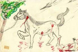 نقاشی اسب گلوله خورده و مجروح 